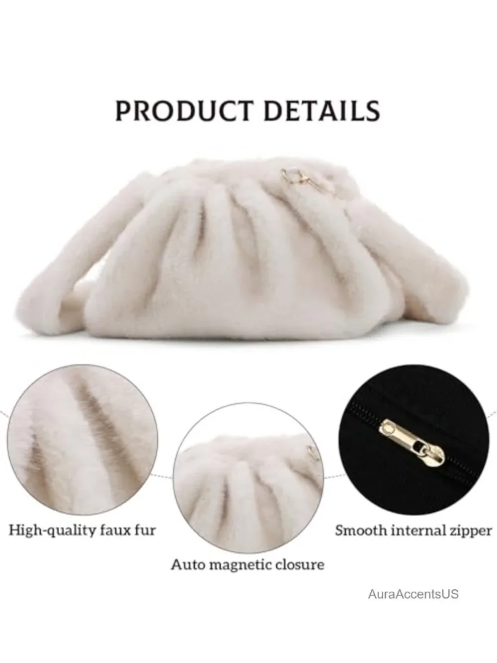 Faux Fur Shoulder Bag Fuzzy Hobo Purse Plush Crossbody Handbag